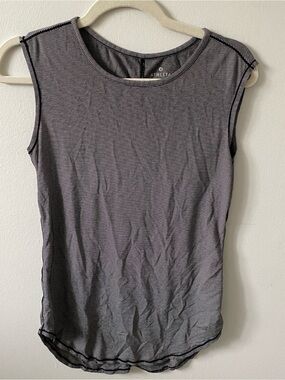 Athleta Black & White Striped Long Sleeveless Tank Top XXS (fits XS)